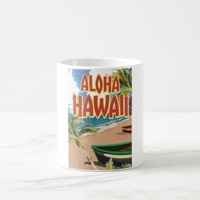 Aloha Hawaii Reiseposter Kaffeetasse (Mittel)
