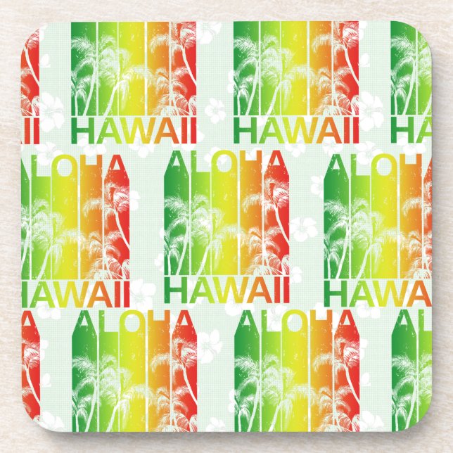 Aloha Hawaii Retro Summer Floral Getränkeuntersetzer (Vorderseite)