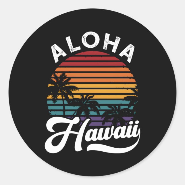 Aloha Hawaii Runder Aufkleber (Vorderseite)