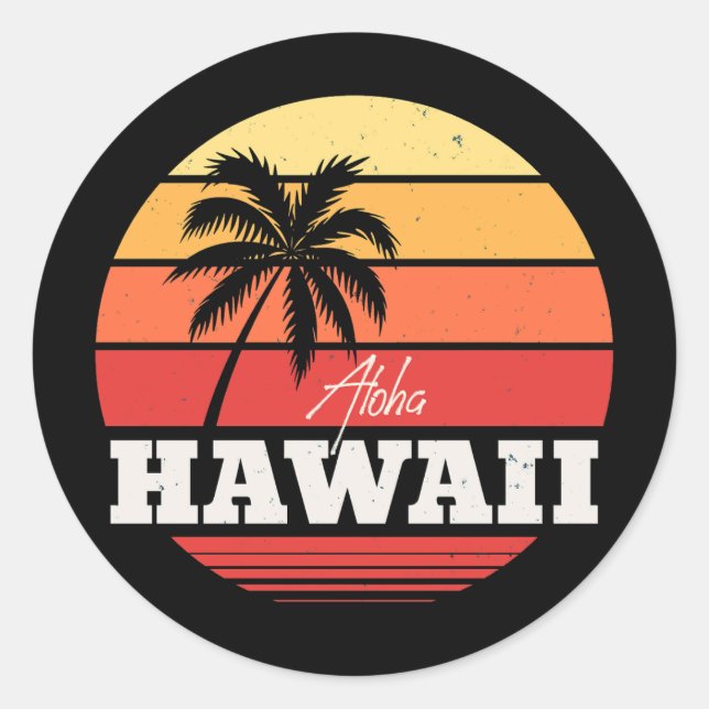 Aloha Hawaii Runder Aufkleber (Vorderseite)