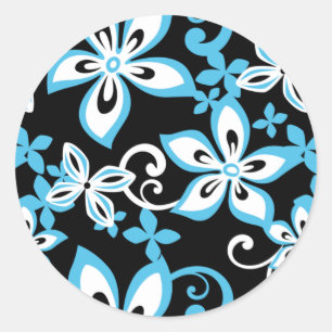ALOHA HAWAII (SCHWARZ/BLAU) CLASSIC ROUND STICKER