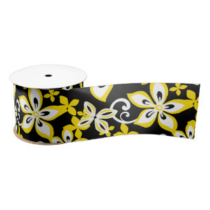 ALOHA HAWAII (SCHWARZ/GELB) SATIN RIBBON SATINBAND