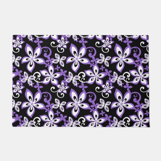 ALOHA HAWAII (SCHWARZ/LILA) FUßMATTE (Vorderseite)