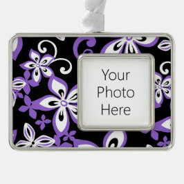 ALOHA HAWAII (SCHWARZ/LILA) Rahmen-Ornament SILBER