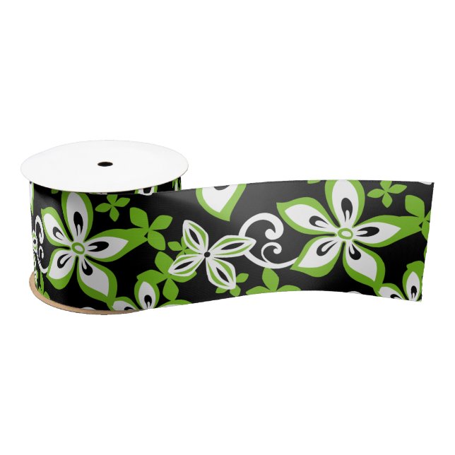 ALOHA HAWAII (SCHWARZ/LIMON) SATIN RIBBON SATINBAND (Spule)