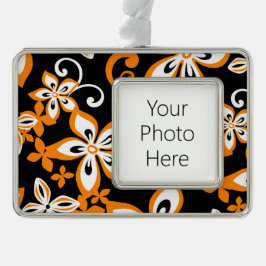ALOHA HAWAII (SCHWARZ/ORANGE) Rahmen-Ornament SILBER