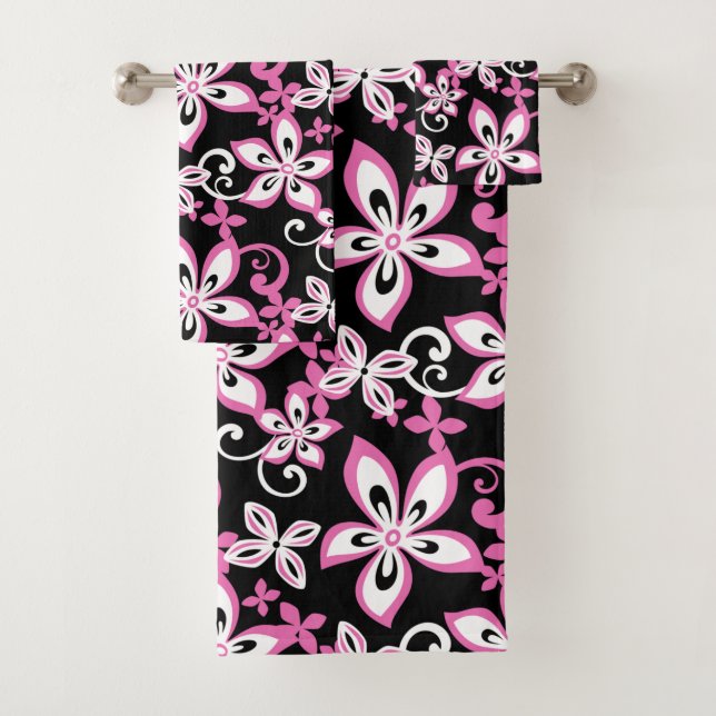 ALOHA HAWAII (SCHWARZ/PINK) BAD TOWEL SET (Insitu)