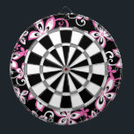 ALOHA HAWAII (SCHWARZ/PINK) DARTSCHEIBE<br><div class="desc">Aloha Hawaii Muster in Schwarz und Rosa. Copyright von Kelly Hironaka,  Nr. 3 Design</div>