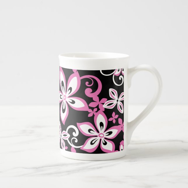 ALOHA HAWAII (SCHWARZ/PINK) KNOCHENCHINA TASSE (Rechts)