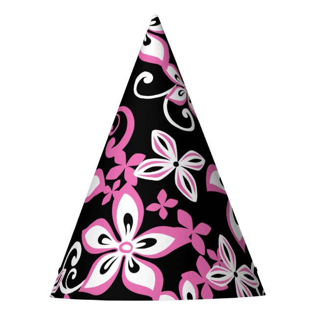 ALOHA HAWAII (SCHWARZ/PINK) PARTY HAT PARTYHÜTCHEN (Vorderseite)