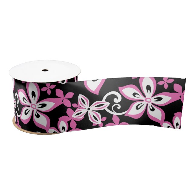 ALOHA HAWAII (SCHWARZ/PINK) SATIN RIBBON SATINBAND (Spule)