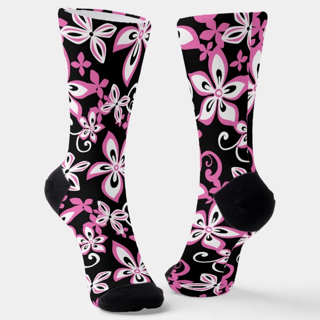 ALOHA HAWAII (SCHWARZ/PINK) SOCKEN (Gewinkelt)