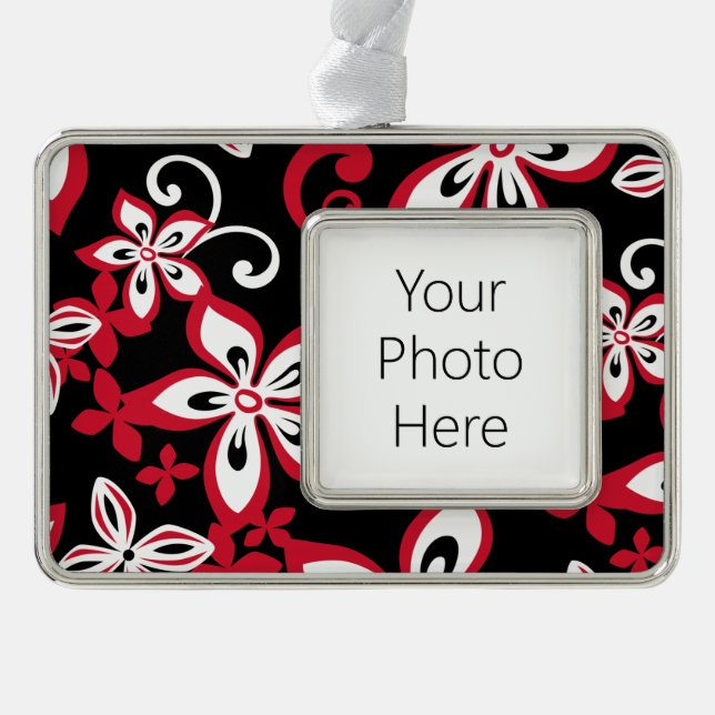 ALOHA HAWAII (SCHWARZ/ROT) Rahmen-Ornament SILBER (Vorderseite)