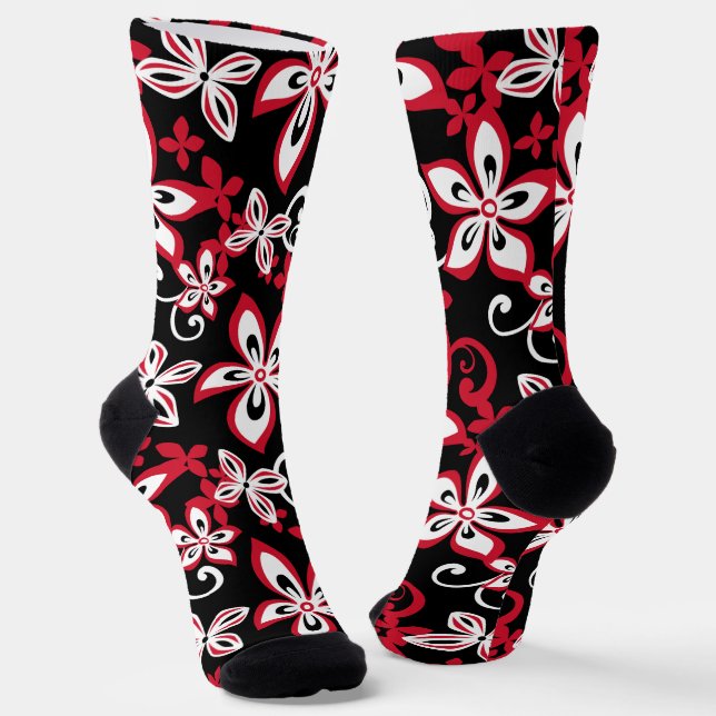 ALOHA HAWAII (SCHWARZ/ROT) SOCKS SOCKEN (Gewinkelt)