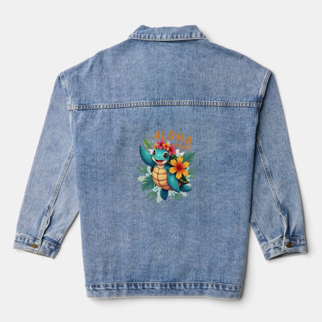 Aloha Hawaii Sea Turtle Girl Women (Hawaiisch-Shir Jeansjacke (Rückseite)