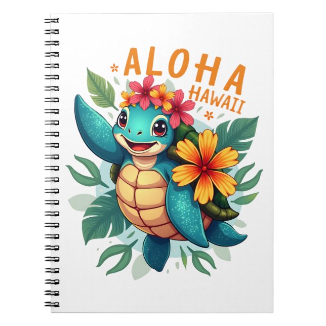 Aloha Hawaii Sea Turtle Girl Women (Hawaiisch-Shir Notizblock (Vorderseite)