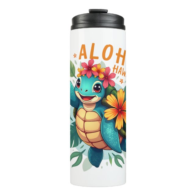 Aloha Hawaii Sea Turtle Girl Women (Hawaiisch-Shir Thermosbecher (Vorderseite)