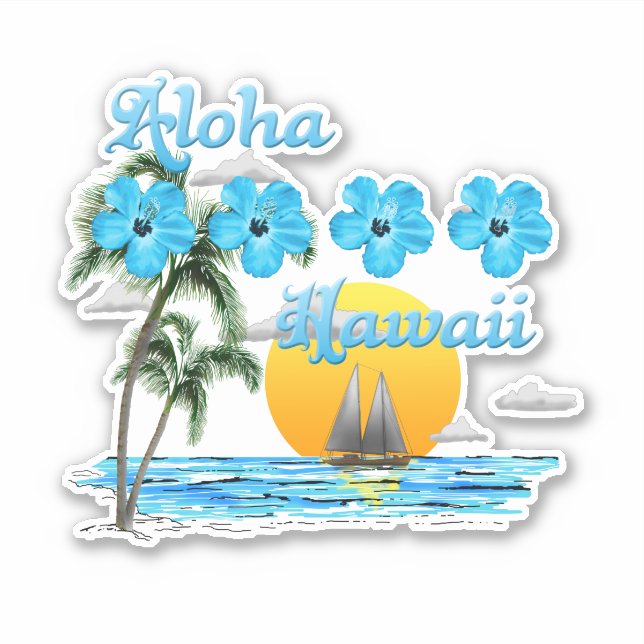 Aloha Hawaii Segeln Sunset Aufkleber (Vorderseite)