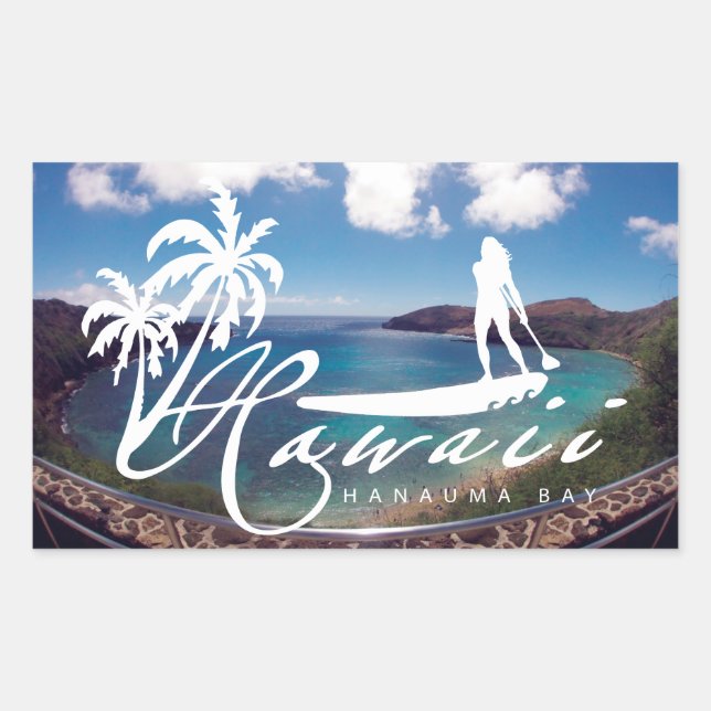 Aloha Hawaii Stand Up Paddling Rechteckiger Aufkleber (Vorderseite)