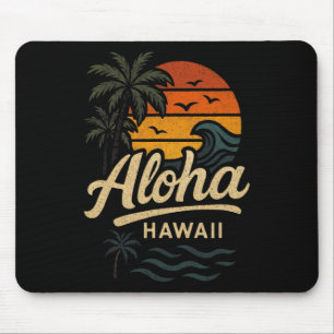 Aloha Hawaii Strand Sommer Surfen 70er Retro Mousepad