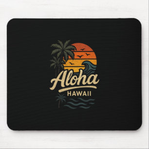 Aloha Hawaii Strand Sommer Surfen 70er Retro Mousepad