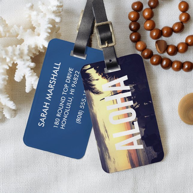 Aloha Hawaii Sunset Luggage Tag Gepäckanhänger (Von Creator hochgeladen)