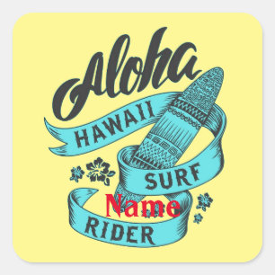 Aloha Hawaii Surf Rider Thunder_Cove Quadratischer Aufkleber