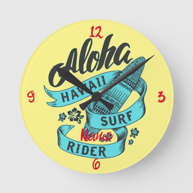 Aloha Hawaii Surf Rider Thunder_Cove Runde Wanduhr (Vorderseite)