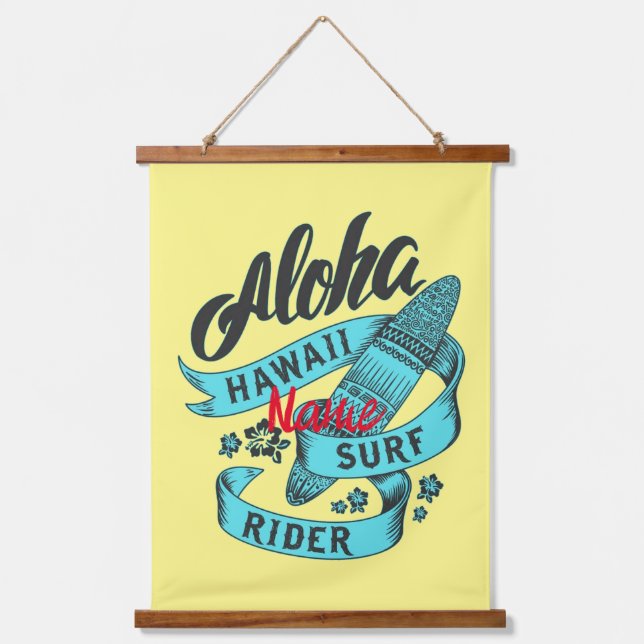 Aloha Hawaii Surf Rider Thunder_Cove Wandteppich Mit Holzrahmen (Vorderseite)