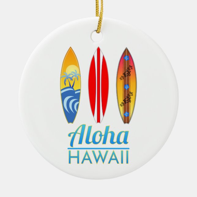 Aloha Hawaii Surfboards Keramik Ornament (Vorne)