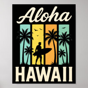 Aloha Hawaii - Surfen Strand Palme Sonnenuntergang Poster