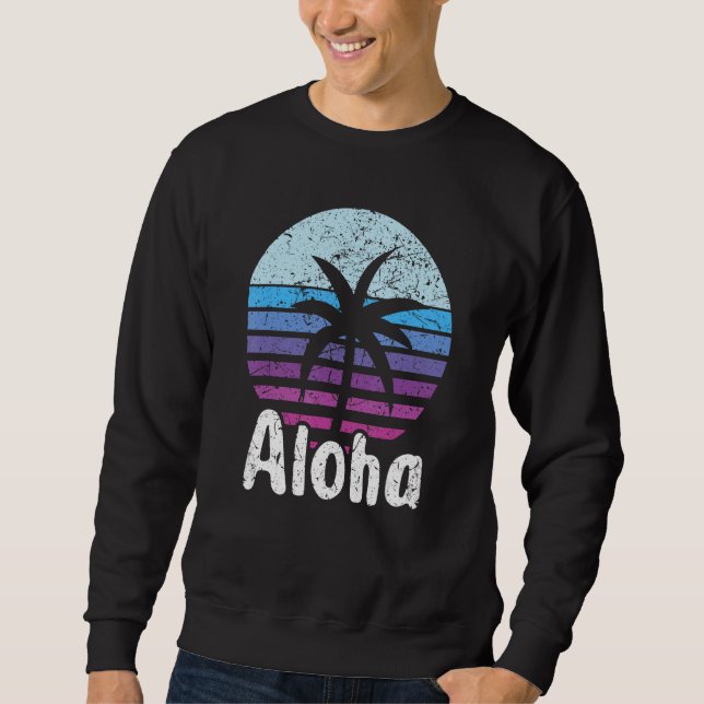 Aloha Hawaii Surfing Retro Sunset 16 Sweatshirt (Vorderseite)