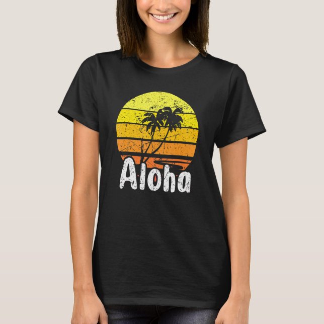 Aloha Hawaii Surfing Retro Sunset 2 T-Shirt (Vorderseite)