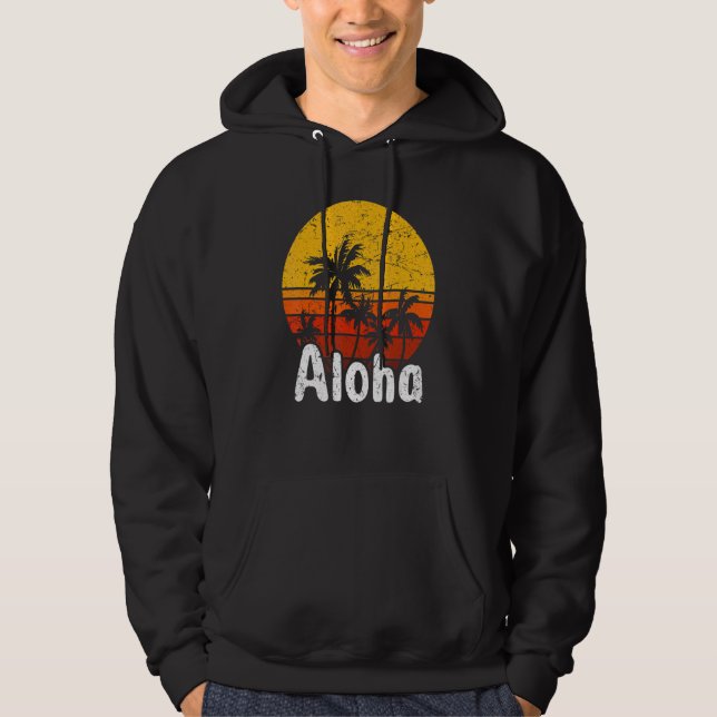 Aloha Hawaii Surfing Retro Sunset 53 Hoodie (Vorderseite)
