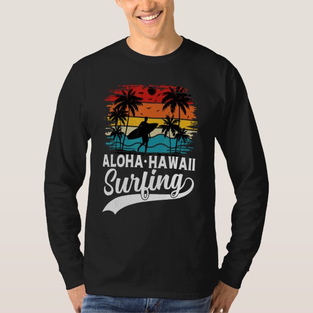 Aloha Hawaii Surfing Summer Vacation Beach Wave Su T-Shirt (Vorderseite)
