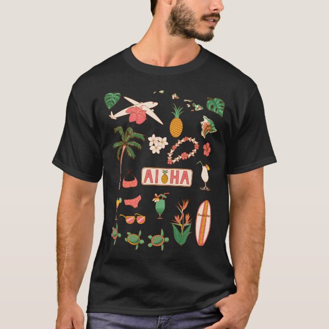 Aloha Hawaii Travel Graphics T-Shirt (Vorderseite)