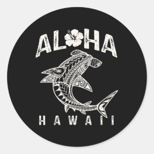 Aloha Hawaii Tril Shark Polynesisch Hawaiianischer Runder Aufkleber