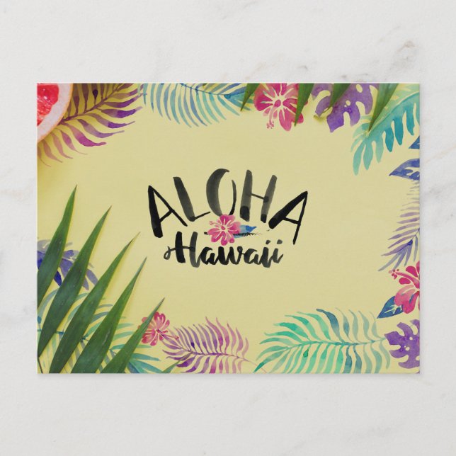 Aloha Hawaii Tropical Postcard Postkarte (Vorderseite)