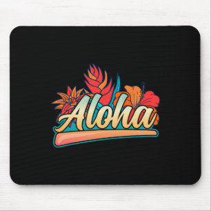 Aloha Hawaii Urlaub Surfen Strand Tropischer Hibis Mousepad
