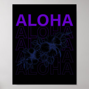 Aloha Hawaii Urlaub Surfen Strand Tropischer Hibis Poster