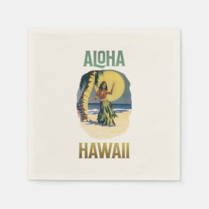 Aloha Hawaii Vintag Hula Girl   Serviette