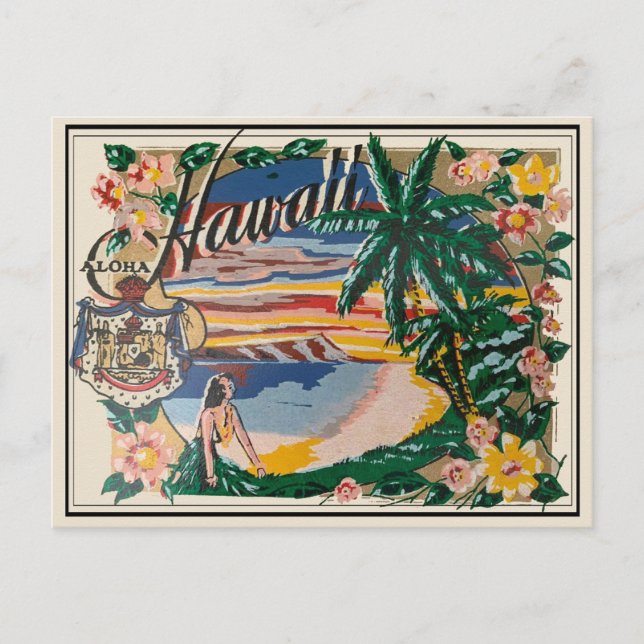 Aloha Hawaii Vintage Reise Postkarte  (Vorderseite)