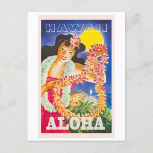 Aloha, Hawaii, Vintage Stilreise Postkarte