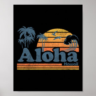 Aloha Hawaii Vintage Strand Sommer Surfen 70er Ret Poster