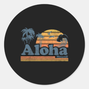 Aloha Hawaii Vintage Strand Sommer Surfen 70er Ret Runder Aufkleber