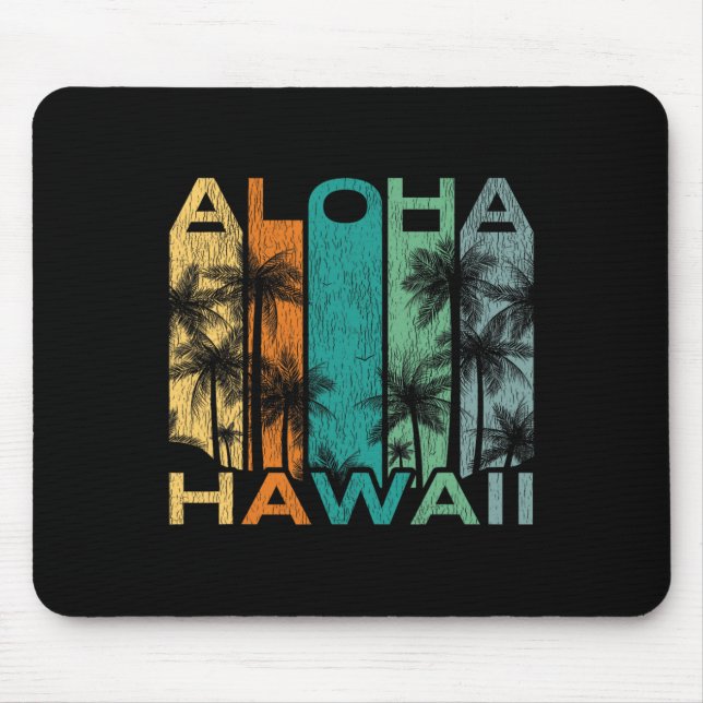 Aloha Hawaii Vintage-Surfbrett  Mousepad (Vorne)