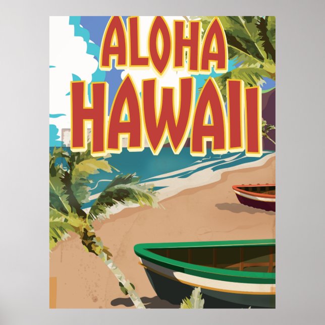 Aloha Hawaii Vintager Stil Reiseposter Poster (Vorne)