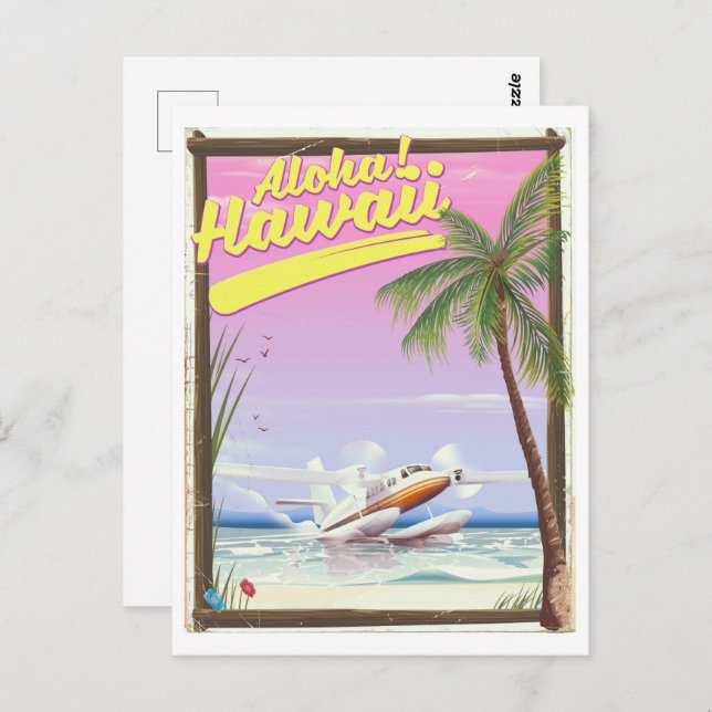 Aloha! Hawaii Vintages Reiseplakat Leinwand P Postkarte (Vorne/Hinten)