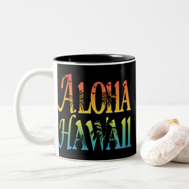 Aloha Hawaii Zweifarbige Tasse (Mit Donut)