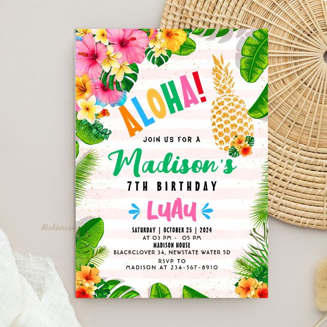 Aloha Hawaiian Ananas Geburtstagsparty Einladung (Aloha Hawaiian Pineapple Birthday Party Invitation)